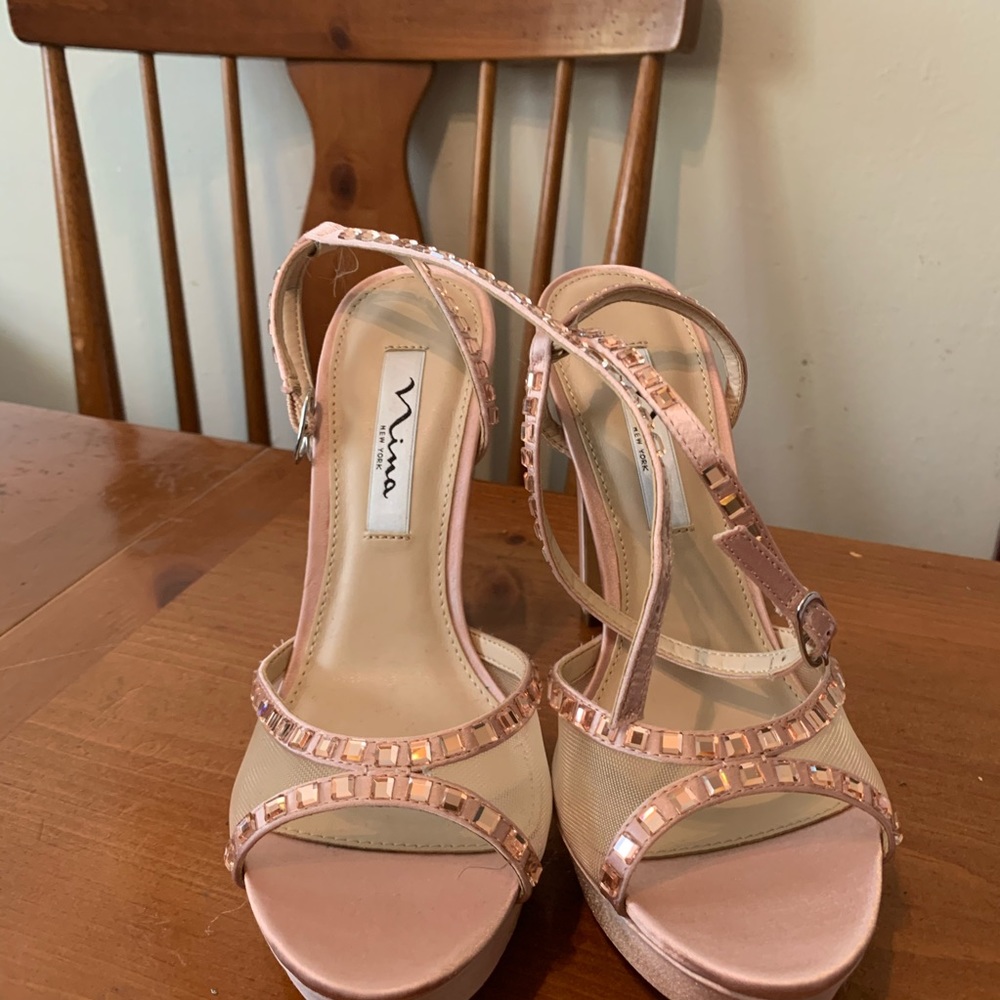 Nina Womens Myrna Pink Embellished Evening Heels